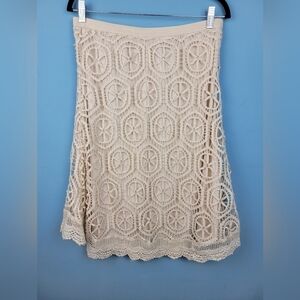 CATO Crochet beige Boho Relaxed Fit woman mini skirt Size M